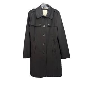 Kate Spade swing trench coat jacket black M medium white lining single breasted